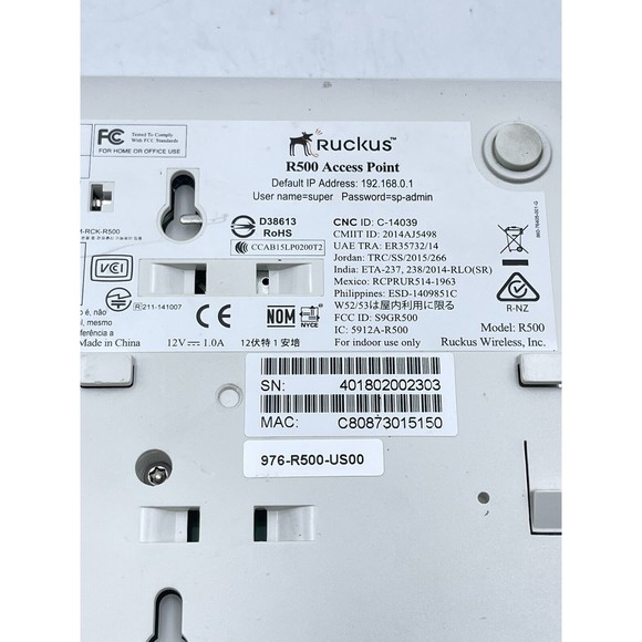 Ruckus 976-R500-US00 Wireless Access Point POE - Picture 3 of 3